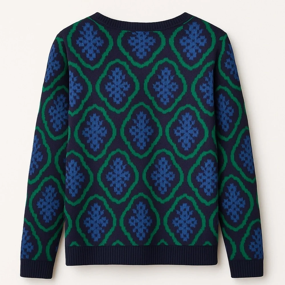 Blue Green Medallion Cardigan - Everyday Casual Work to Dinner EUC L #1428